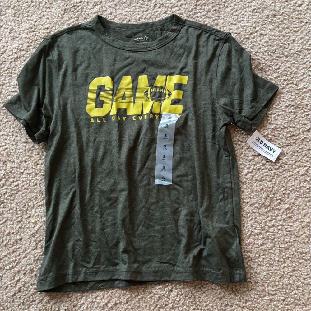 Old Navy Kids Dark Green 'Game' Tee NWT